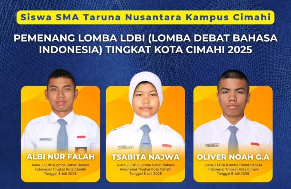 Adu Argumen Penuh Logika, Tim Debat SMA TN Cimahi Sabet Juara 2 di LDBI Kota Cimahi 2025